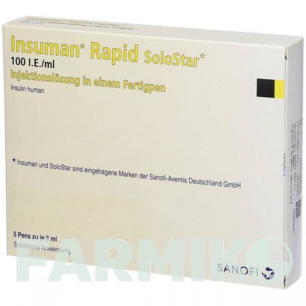 ИНСУМАН (INSUMAN) 100 МЕ/мл раствор 5x3 мл - Инсулин (человеческий) KOHLPHARMA