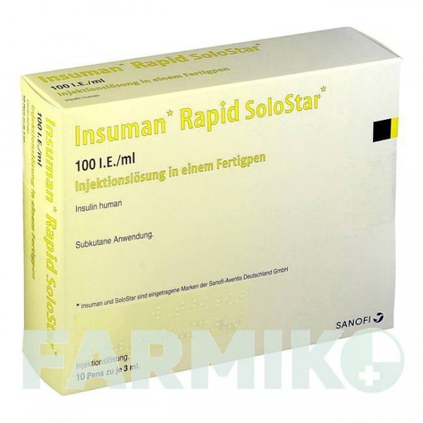 ИНСУМАН (INSUMAN) 100 МЕ/мл раствор 10x3 мл - Инсулин (человеческий) KOHLPHARMA