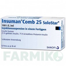 ИНСУМАН (INSUMAN) 100 МЕ/мл суспензия 5x3 мл - Инсулин (человеческий) SANOFI