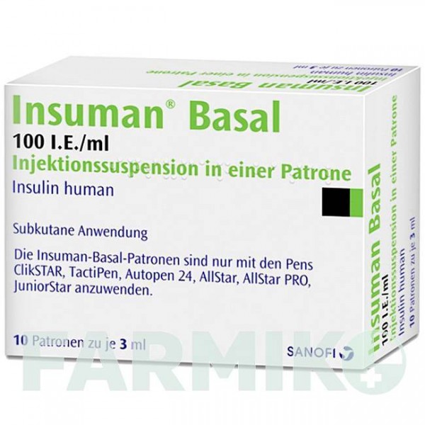 ИНСУМАН (INSUMAN) 100 МЕ/мл суспензия 10x3 мл - Инсулин (человеческий) SANOFI