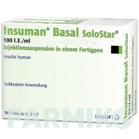 ИНСУМАН (INSUMAN) 100 МЕ/мл суспензия 10x3 мл - Инсулин (человеческий) SANOFI
