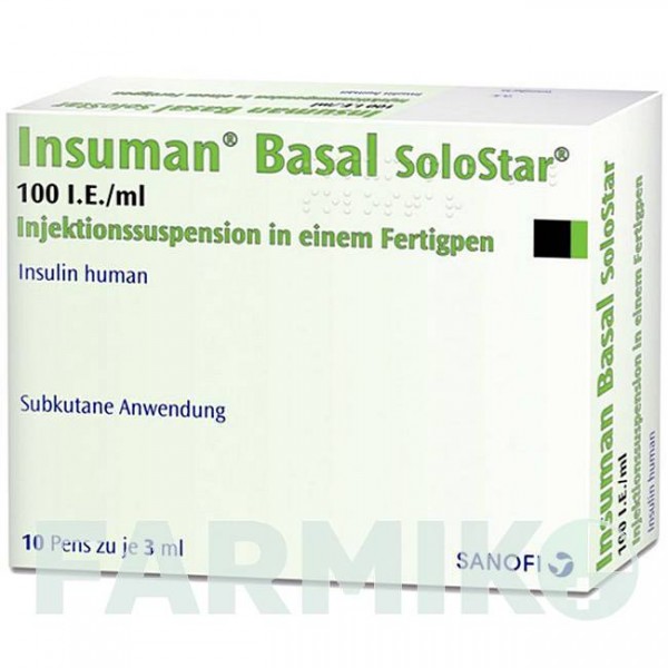 ИНСУМАН (INSUMAN) 100 МЕ/мл суспензия 10x3 мл - Инсулин (человеческий) SANOFI