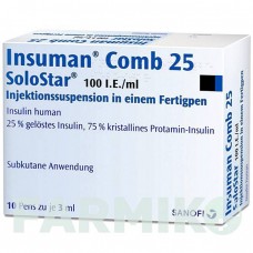 ИНСУМАН (INSUMAN) 100 МЕ/мл суспензия 10x3 мл - Инсулин (человеческий) SANOFI