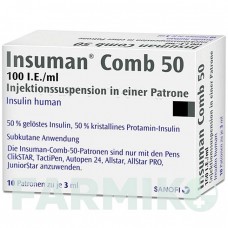 ИНСУМАН (INSUMAN) 100 МЕ/мл суспензия 10x3 мл - Инсулин (человеческий) SANOFI