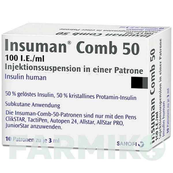 ИНСУМАН (INSUMAN) 100 МЕ/мл суспензия 10x3 мл - Инсулин (человеческий) SANOFI