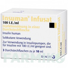 ИНСУМАН (INSUMAN) 100 МЕ/мл раствор 3x10 мл - Инсулин (человеческий) SANOFI