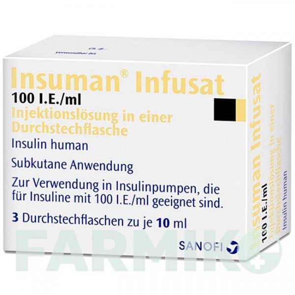 ИНСУМАН (INSUMAN) 100 МЕ/мл раствор 3x10 мл - Инсулин (человеческий) SANOFI