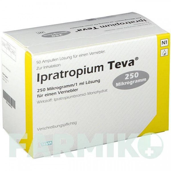 ИПРАТРОПИУМ (IPRATROPIUM) 250 мкг/1 мл раствор 50x1 мл - Ипратропия бромид TEVA