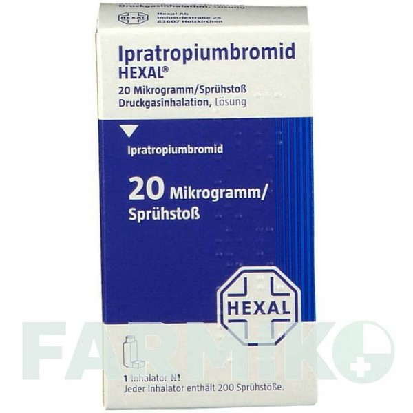 ИПРАТРОПИУМБРОМИД (IPRATROPIUMBROMID) 20 мкг аэрозоль 10 мл - Ипратропия бромид HEXAL
