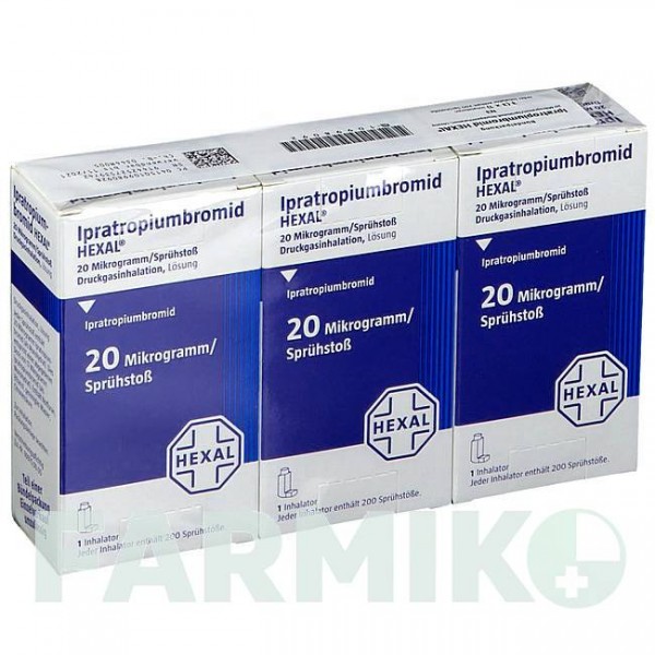 ІПРАТРОПІУМБРОМІД (IPRATROPIUMBROMID) 20 мкг аерозоль 3x10 мл - Іпратропію бромід HEXAL