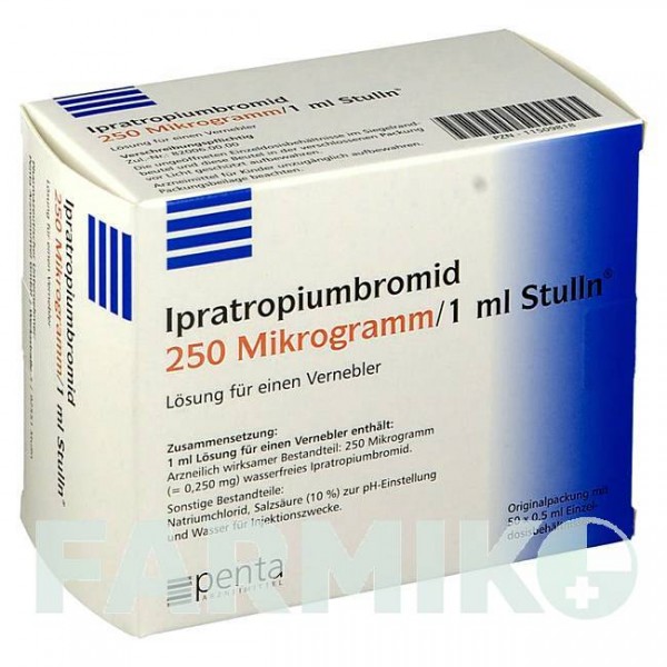 ИПРАТРОПИУМБРОМИД (IPRATROPIUMBROMID) 250 мкг/1 мл раствор 50x0,5 мл - Ипратропия бромид PENTA