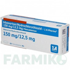 ІРБЕСАРТАН (IRBESARTAN) 150/12,5 мг таблетки 28 шт - Ірбесартан, Гідрохлоротіазид 1 A PHARMA
