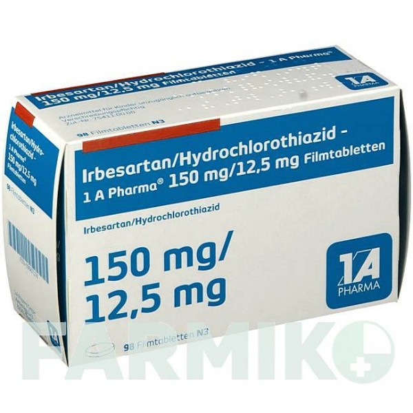 ИРБЕСАРТАН (IRBESARTAN) 150/12,5 мг таблетки 98 шт - Ирбесартан, Гидрохлоротиазид 1 A PHARMA