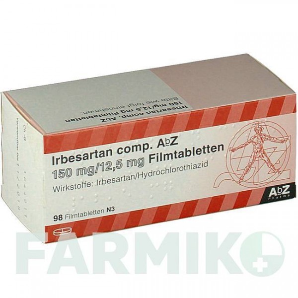 ІРБЕСАРТАН (IRBESARTAN) 150 мг/12,5 мг таблетки 98 шт - Ірбесартан, Гідрохлоротіазид ABZ PHARMA