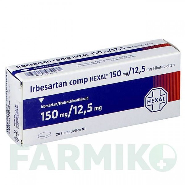 ИРБЕСАРТАН (IRBESARTAN) 150 мг/12,5 мг таблетки 28 шт - Ирбесартан, Гидрохлоротиазид HEXAL