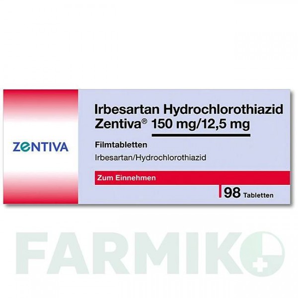 ИРБЕСАРТАН (IRBESARTAN) 150 мг/12,5 мг таблетки 98 шт - Ирбесартан, Гидрохлоротиазид ZENTIVA