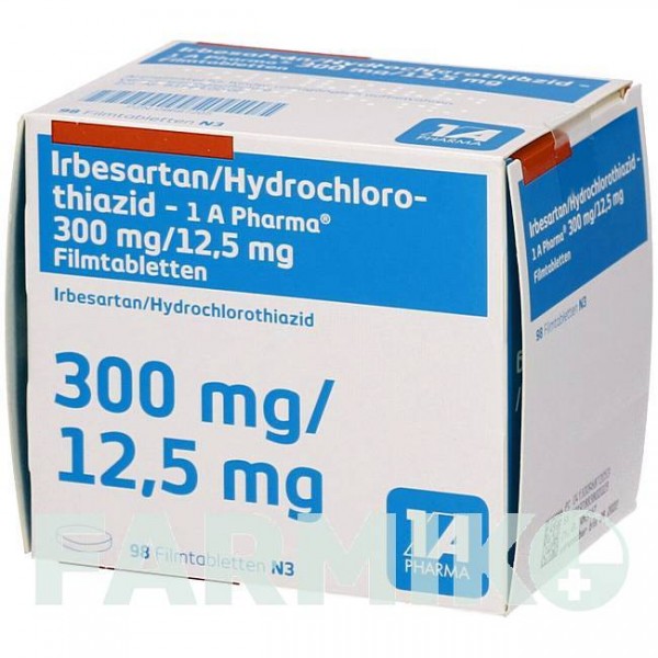 ІРБЕСАРТАН (IRBESARTAN) 300/12,5 мг таблетки 28 шт - Ірбесартан, Гідрохлоротіазид 1 A PHARMA