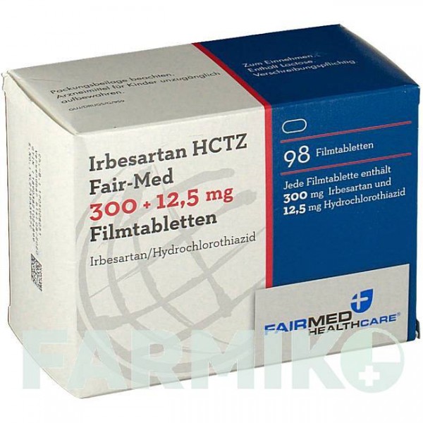 ИРБЕСАРТАН (IRBESARTAN) 300 + 12,5 мг таблетки 98 шт - Ирбесартан, Гидрохлоротиазид FAIRMED HEALTHCARE