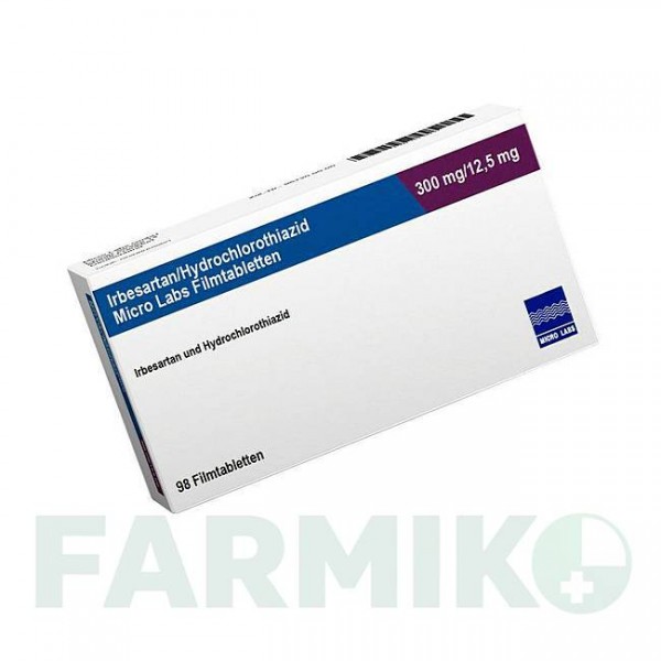 ИРБЕСАРТАН (IRBESARTAN) 300/12,5 таблетки 98 шт - Ирбесартан, Гидрохлоротиазид MICRO LABS