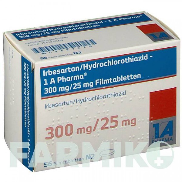 ІРБЕСАРТАН (IRBESARTAN) 300/25 мг таблетки 56 шт - Ірбесартан, Гідрохлоротіазид 1 A PHARMA