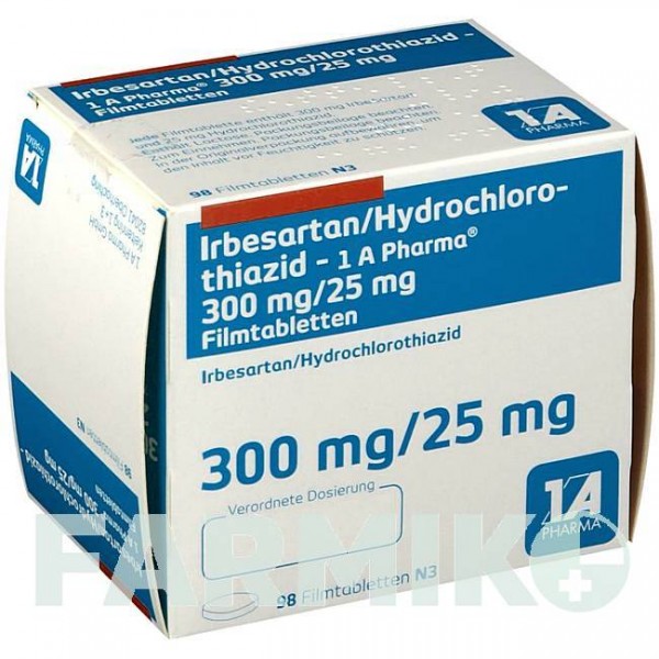 ІРБЕСАРТАН (IRBESARTAN) 300/25 мг таблетки 98 шт - Ірбесартан, Гідрохлоротіазид 1 A PHARMA