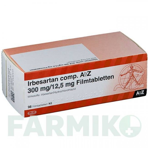 ІРБЕСАРТАН (IRBESARTAN) 300 мг/12,5 мг таблетки 98 шт - Ірбесартан, Гідрохлоротіазид ABZ PHARMA
