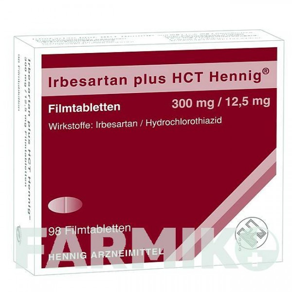 ИРБЕСАРТАН (IRBESARTAN) 300 мг/12,5 мг таблетки 98 шт - Ирбесартан, Гидрохлоротиазид HENNIG