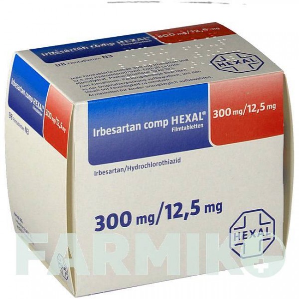 ІРБЕСАРТАН (IRBESARTAN) 300 мг/12,5 мг таблетки 56 шт - Ірбесартан, Гідрохлоротіазид HEXAL