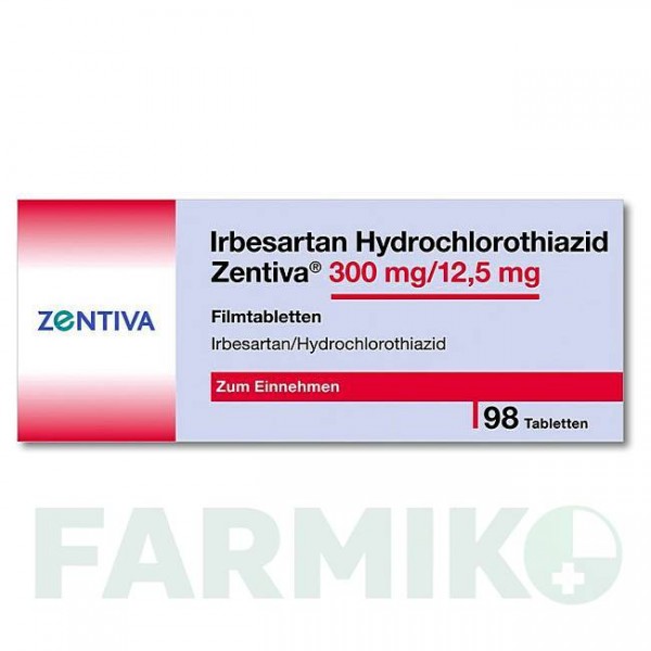 ІРБЕСАРТАН (IRBESARTAN) 300 мг/12,5 мг таблетки 98 шт - Ірбесартан, Гідрохлоротіазид ZENTIVA