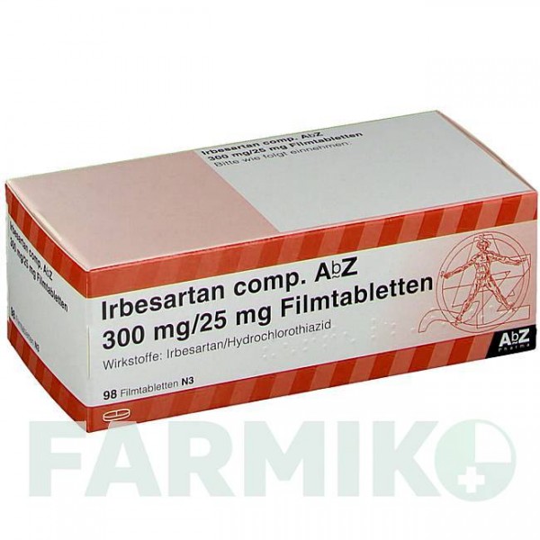ІРБЕСАРТАН (IRBESARTAN) 300 мг/25 мг таблетки 98 шт - Ірбесартан, Гідрохлоротіазид ABZ PHARMA