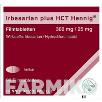 ІРБЕСАРТАН (IRBESARTAN) 300 мг/25 мг таблетки 98 шт - Ірбесартан, Гідрохлоротіазид HENNIG