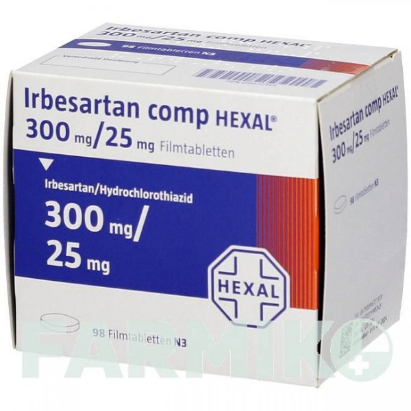 ИРБЕСАРТАН (IRBESARTAN) 300 мг/25 мг таблетки 56 шт - Ирбесартан, Гидрохлоротиазид HEXAL
