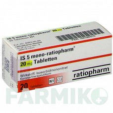 ИЗ 5 МОНО (IS 5 MONO) 20 мг таблетки 20 шт - Изосорбида мононитрат RATIOPHARM