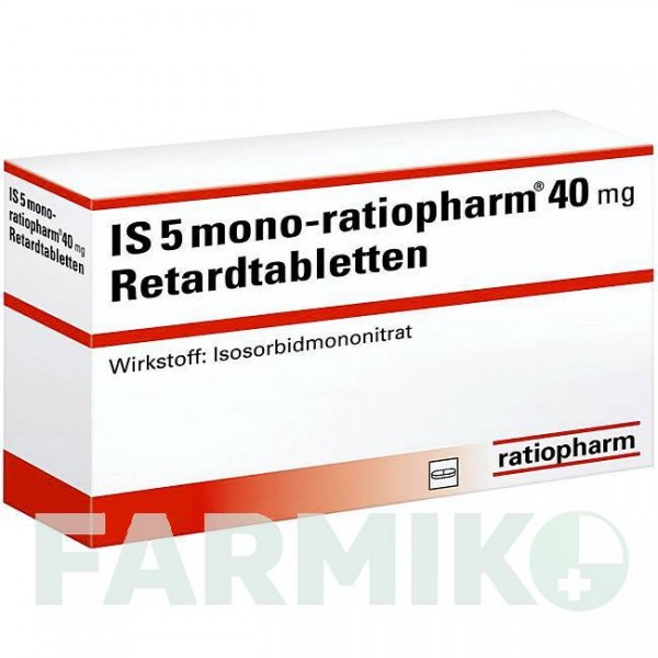 ИЗ 5 МОНО (IS 5 MONO) 40 мг таблетки 50 шт - Изосорбида мононитрат RATIOPHARM