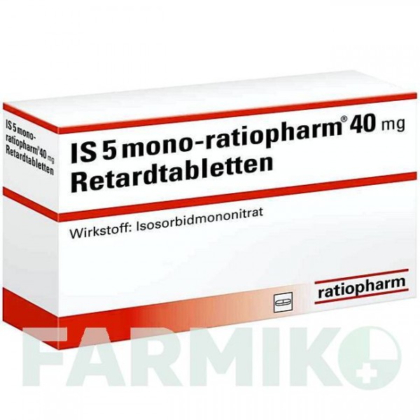 ИЗ 5 МОНО (IS 5 MONO) 40 мг таблетки 100 шт - Изосорбида мононитрат RATIOPHARM