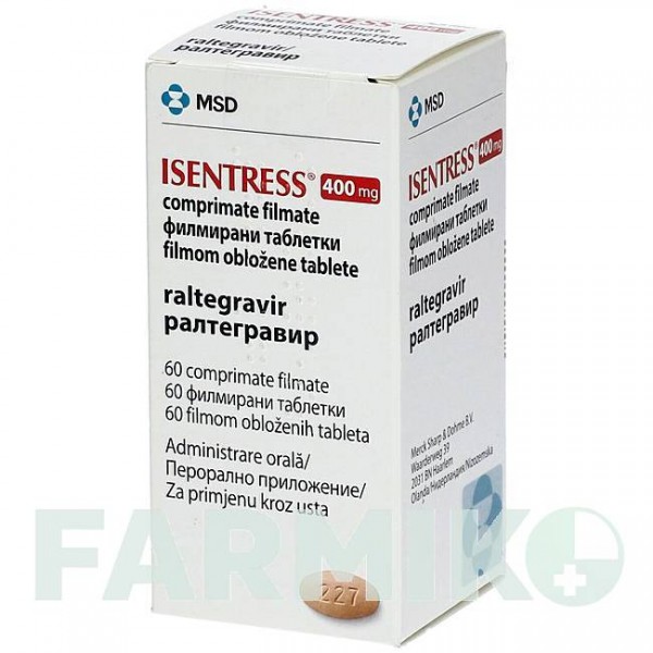 ИСЕНТРЕСС (ISENTRESS) 400 мг таблетки 60 шт - Ралтегравир ACA MULLER-ADAG PHARMA