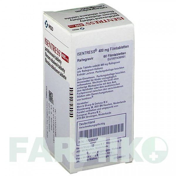 ИСЕНТРЕСС (ISENTRESS) 400 мг таблетки 60 шт - Ралтегравир EUROPEAN PHARMA