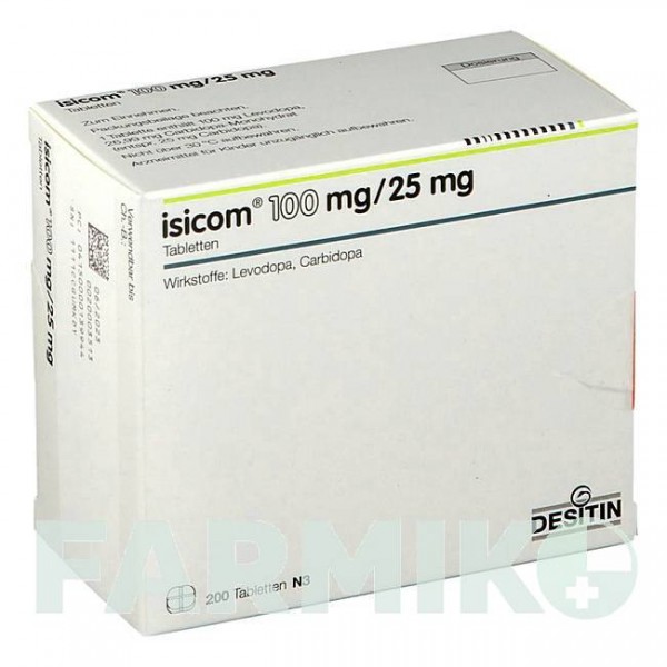 ІЗІКОМ (ISICOM) 100 мг/25 мг таблетки 200 шт - Леводопа, Карбідопа DESITIN