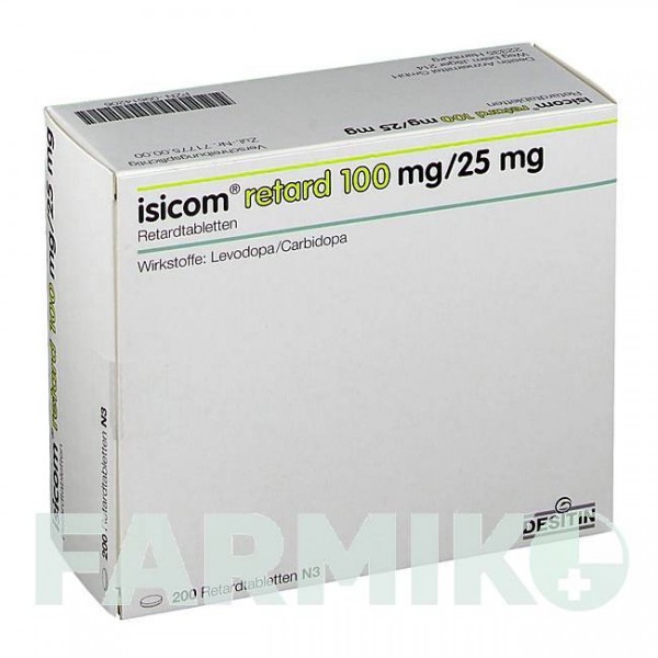 ИЗИКОМ (ISICOM) 100 мг/25 мг таблетки 200 шт - Леводопа, Карбидопа DESITIN
