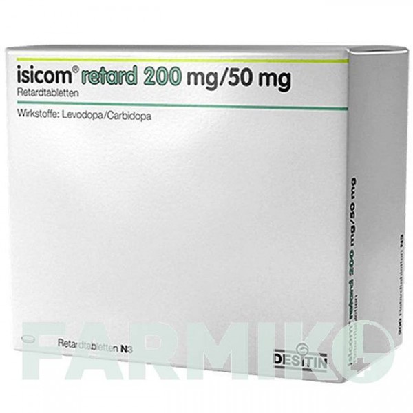ИЗИКОМ (ISICOM) 200 мг/50 мг таблетки 200 шт - Леводопа, Карбидопа DESITIN