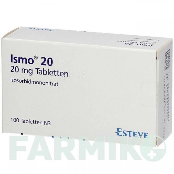 ІСМО (ISMO) 20 таблетки 100 шт - Ізосорбіду мононітрат ESTEVE PHARMACEUTICALS