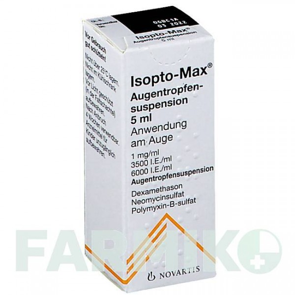 ІЗОПТО МАКС (ISOPTO MAX) краплі 5 мл - Дексаметазон, Неоміцин, Поліміксин B NOVARTIS