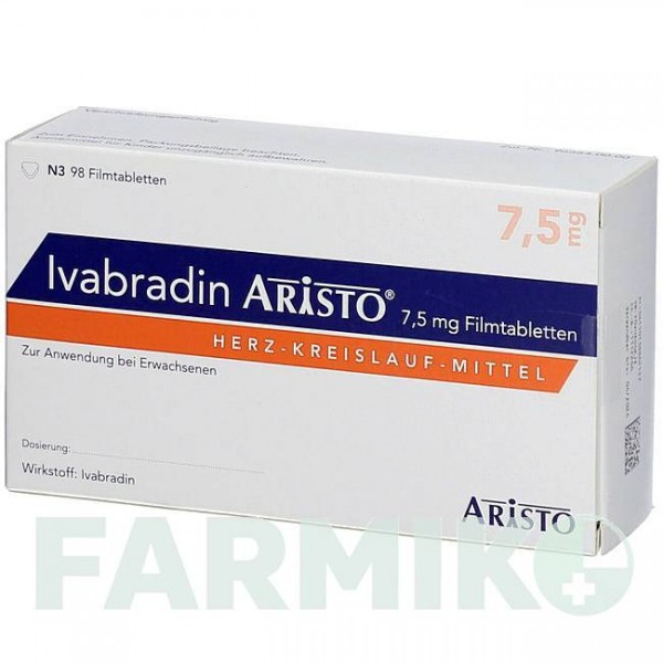ІВАБРАДИН (IVABRADIN) 7,5 мг таблетки 98 шт - Івабрадин ARISTO PHARMA