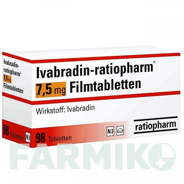 ІВАБРАДИН (IVABRADIN) 7,5 мг таблетки 98 шт - Івабрадин RATIOPHARM