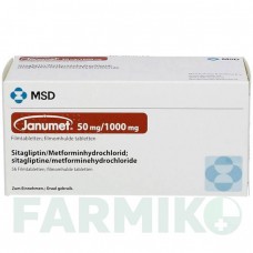 ЯНУМЕТ (JANUMET) 50 мг/1000 мг таблетки 56 шт - Метформин, Ситаглиптин MSD