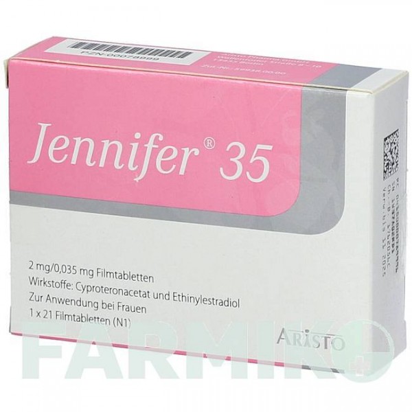 ДЖЕННИФЕР (JENNIFER) 2 мг/0,035 мг таблетки 21 шт - Ципротерон, Эстроген ARISTO PHARMA