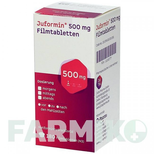 ЮФОРМІН (JUFORMIN) 500 мг таблетки 180 шт - Метформін JUTA PHARMA