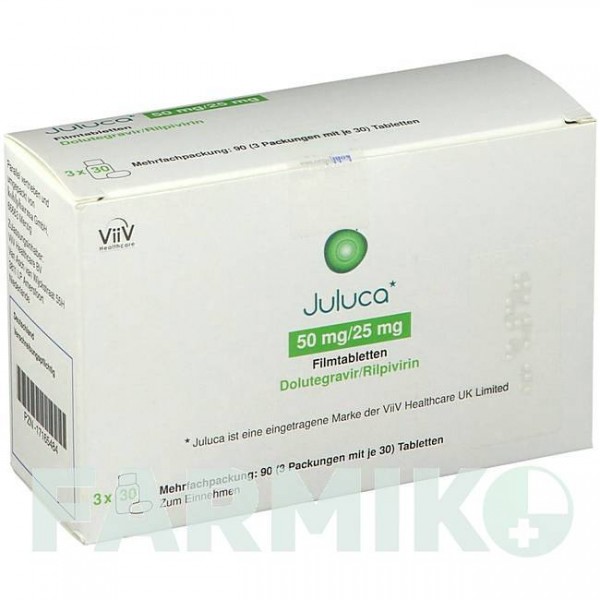 ЮЛУКА (JULUCA) 50 мг/25 мг таблетки 1x30 шт - Долутегравир, Рилпивирин KOHLPHARMA