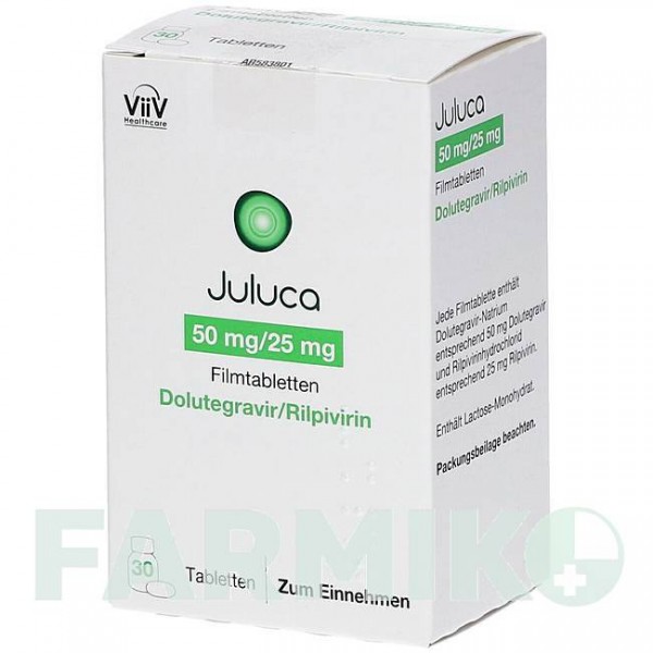 ЮЛУКА (JULUCA) 50 мг/25 мг таблетки 1x30 шт - Долутегравир, Рилпивирин VIIV HEALTHCARE