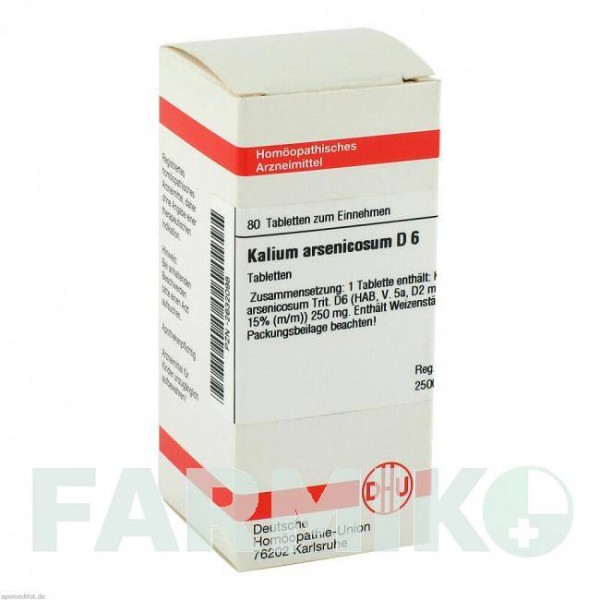 КАЛІУМ АРСЕНІКОЗУМ (KALIUM ARSENICOSUM) D 6 таблетки 80 шт - Гомеопатія DHU